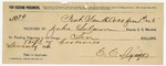 1895 January 01: Receipt, of John Salmon, deputy marshal; to C.C. Ayers for feeding prisoners