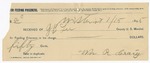 1895 January 15: Receipt, of J.B. Lee, deputy marshal; to William R. Craig for feeding prisoner