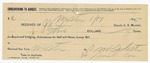 1895 January 17: Receipt, of J.B. Lee, deputy marshal; for A. Smith for railroad fare