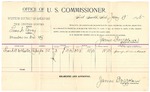 1895 January 19: Voucher, U.S. v. Frank Covey, murder; includes cost of per diem and mileage; James Brizzolara, commissioner; George S. MacCoal, witness; G.J. Crump, marshal