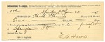 1895 January 23: Receipt, of Heck Thomas, deputy marshal; to C.B. Harris for meals and livery bill