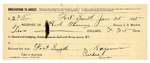 1895 January 25: Receipt, of Heck Thomas, deputy marshal; to Purdue for railroad fare