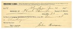 1895 January 26: Receipt, of Heck Thomas, deputy marshal; to John Brown for livery bill