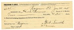 1895 January 30: Receipt, of Heck Thomas, deputy marshal; to McNamara for railroad fare