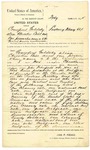 1895 February: Writ, U.S. v. Crawford Goldsby (alias Cherokee Bill), larceny; John Schufield, post master at Lenapah; list of items stolen; Harry Clark, John A. Smith, L. Smith, witnesses