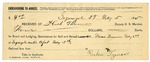 1895 February 05: Receipt, of Heck Thomas, deputy marshal; to Ruben Tyner for board and lodging and subsistence for self and horses