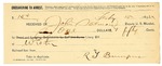 1895 February 15: Receipt, of John Salmon, deputy marshal; to R.T. Bumpas for livery bill