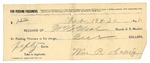 1895 February 20: Receipt, of W.H. Neal, deputy marshal; to William R. Craig for feeding prisoner