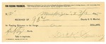 1895 March 12: Receipt, of J.B. Lee, deputy marshal; to Dick Dowing for feeding prisoner