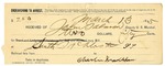 1895 March 13: Receipt, of John Salmon, deputy marshal; to Charlie Bradshaw for livery bill