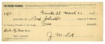 1895 March 21: Receipt, of Sid Johnston, deputy marshal; to Z.M. Cot for feeding prisoner