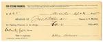 1895 March 28: Receipt, of John Salmon, deputy marshal; to Ellen Salmon for feeding prisoners