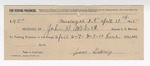1895 April 10: Receipt, of John B. McGill, deputy marshal; to Lenne Downing for feeding prisoner