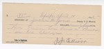 1895 April 18: Receipt, of Jesse H. Jones, deputy marshal; to J.J. Elliott for feeding of Loui Davis, prisoner