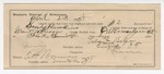 1895 April 23: Certificate of employment, for Tube Belger, guard, in charge of Sandy Hawkins, U.S. prisoner; Grant Johnson, deputy marshal; E.H. Bruner, witness