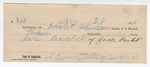 1895 April 28: Receipt, of Grant Johnson, deputy marshal; to James M. Lankford for boarding of Jack Parker, U.S. prisoner