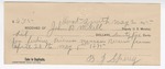 1895 May 2: Receipt, of John B. McGill, deputy marshal; to B.J. Sperry for feeding Manson Beeser, U.S. prisoner