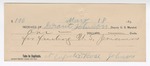 1895 May 18: Receipt, of Grant Johnson, deputy marshal; to Rose Johnson for feeding of prisoner