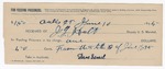 1895 June 10: Receipt, of J.L. Holt, deputy marshal; to Dave Israel for feeding of prisoners