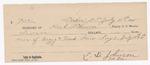 1895 July 13: Receipt, of Heck Thomas, deputy marshal; to L.D. Johnson for hire of buggy and team