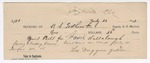1895 July 26: Receipt, of R.S. Todhunter, deputy marshal; to Lee Duggins, jailor, for jailing of David Hallabough, U.S. prisoner