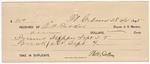 1895 September 4: Receipt, of E.A. Parker, deputy marshal; to Walter Cotton for feeding prisoner