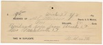 1895 September 8: Receipt, of S.T. Minor, deputy marshal; to H. Smith for railroad fare