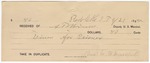 1895 September 21: Receipt, of S.T. Minor, deputy marshal; to Ms. M.F. Marshall for feeding prisoner
