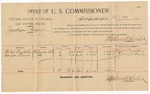 1895 October 9: Voucher, U.S. v. Jackson Tiger, violating intercourse laws; Stephen Wheeler, commissioner; Tobe Belcher, Daniel Lewis, witnesses; William Fleming, witness to signature; G.J. Crump, U.S. marshal