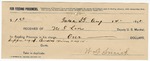 1895 August 14: Receipt, of M.F. Lake, deputy marshal; to W.T. Smith for feeding prisoner; to J.N. Sanders for feeding prisoners