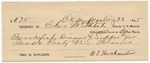 1895 August 26: Receipt, of Charles McIntosh, deputy marshal; to W.E. Thorkman for feeding Isaac Renty, U.S. prisoner