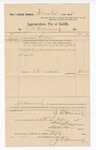 1895 December 31: Voucher, to J.A. Hammersley for services rendered as bailiff; Stephen Wheeler, district clerk; I.M. Dodge, deputy clerk; George J. Crump, U.S. marshal
