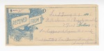 1896 August 9: Receipt, of N.B. Irvine, U.S. deputy marshal; to Larry Brums for meals and lodging