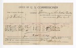 1896 January 27: Voucher, U.S. v. J.F. Fisher, larceny; Stephen Wheeler, commissioner; B.F. Pruett, J.K. Monroe, J.W. Harrell, C.M. Bagwell, witnesses; W.J. Fleming, witness of signature; George J. Crump, U.S. marshal