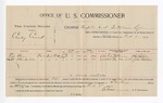 1896 February 8: Voucher, U.S. v. Charley Cassel, violating intercourse laws; E.B. Harrison, commissioner; Ed Bean, Bill Mankiller, witnesses; John Redline, witness of signatures; George J. Crump, U.S. marshal