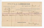 1896 February 18: Voucher, U.S. v. Fred Miller, violating intercourse laws; James Brizzolara, commissioner; Wesley Walker, witness; W.J. Fleming, witness of signature; George J. Crump, U.S. marshal