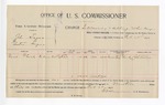 1896 February 28: Voucher, U.S. v. John Tague and Guter Tague, introducing and selling whiskey; E.B. Harrison, commissioner; Wood Chuck, witness; John Redline, witness of signature; George J. Crump, U.S. marshal