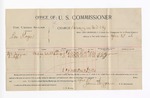 1896 April 27: Voucher, U.S. v. Lin Floger, larceny; James Brizzolara, commissioner; D.V. Wagner, C. Keff, witnesses; George J. Crump, U.S. marshal