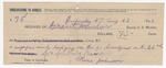 1896 August 22: Receipt, of Grant Johnson, deputy marshal; to Rose Johnson for feeding and lodging of prisoner