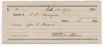 1896 August 25: Receipt, of R.T. Bumpers, deputy marshal; to W.F. Austin for feeding of three prisoners