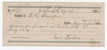 1896 August 29: Receipt, of R.T. Bumpers, U.S. marshal; to Mrs. Landers for feeding of prisoner