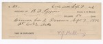 1896 September 9: Receipt, of B.F. Gipson, deputy marshal; to T.J. Redding for feeding of two prisoners