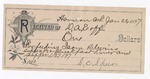 1897 January 27: Receipt, of D.A. Eoff, deputy marshal, to S.C. Speer for feeding of Isom Blevins, U.S. prisoner