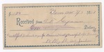1897 March 9: Receipt, from B.F. Gipson, deputy marshal; to W.M. May, jailer, for feeding of prisoner