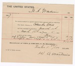 1897 March 15: Receipt, of George J. Crump, marshal; to W.A. Watkins for meals