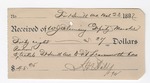 1897 March 23: Receipt, of W.J. Fleming, deputy marshal; to H.N. Hall for railroad tickets
