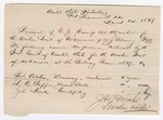 1897 March 24: Receipt, of George J. Crump, U.S. marshal; to W.J. Fleming, deputy marshal; Bob Waters, L.A. Saffer, John Meeks, U.S. prisoners; J.M. Miche, guard