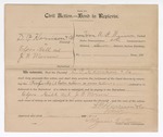 1900 January 19: Civil action bond, D.P. Harrison and Co. v. Edgor Gill, J.W. Marrow; R.M. Brown, representative from D.P. Harrison; Ulysses G. Winn, commissioner; J.F. McKeel, attorney for plaintiff