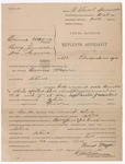 1901 August 5: Affidavit, of replevin in Bruno Mayer v. Berry Jones, John Gann, dispute over steer; R. Stuart Dennce, commissioner; J.W. Bull, attorney for plaintiff