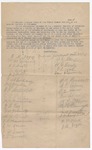 1900 November 23: Petition, asking for discharge of Arthur Davis, passing counterfeit money; John H. Rogers, judge; R.M. Joyce, W.M. Stervant, J.A. Seatin, L. Beerie, J.L. Pratts, P.H. Shockley, G.H. Hartwright, O.P. Wilson, M.O. Marchbanks, J.B. Ray, B.R. Tommlty, G.L. Blend, T.R. Marchlands, L.W. Dearen, J.W. Lewis, E.T. Norvell, Jason H. O'Bryan, Waco Starrfill, H.G. Gentry, G.L. Wars, Sam F. Lawrence, J.R. Bassett, C.E. Osborn, I.L. Horne, Jae Shockley, N.H. Osborn, N.N. Peninger, H.P. Bassett, S.F. Campbell, H.H. Kirk, J.M. Joyce, witnesses; H.B. Armiskid, clerk